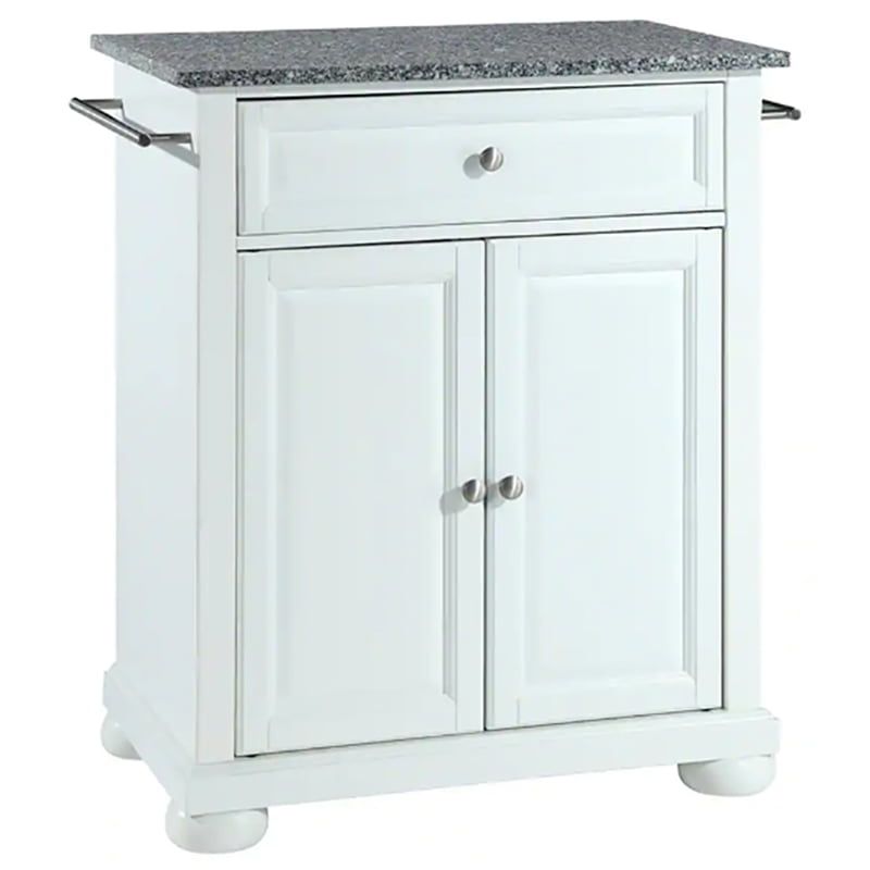 Bowery Hill Traditional Wood Kitchen Island With Granite Top In White ... pertaining to Bowery Hill Kitchen Island With Granite Top And Two Stools
