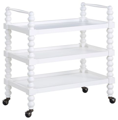 Bowery Hill Transitional Wood 3-Shelf Multi Use Cart In White ... regarding The Ultimate Guide to Assembly and Maintenance of Your Kitchen Cart