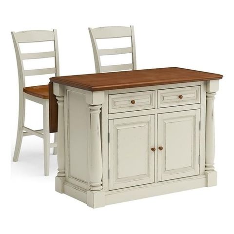 Bowery Hill Wood Kitchen Island With Two Stools In Off White In 2024 ... for Maximizing Functionality How to Optimize Your Bowery Hill Kitchen Island Design