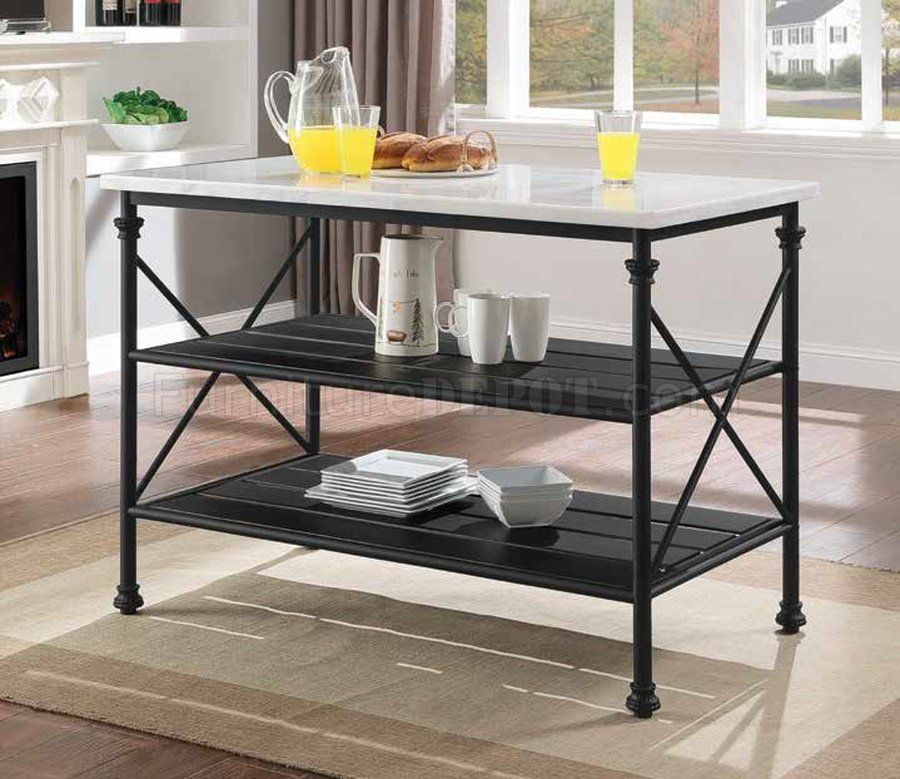 Brahm Kitchen Island 98943 By Acme W/White Cultured Marble Top throughout Creating a Timeless Kitchen with White Cultured Stone and Gray Finishes