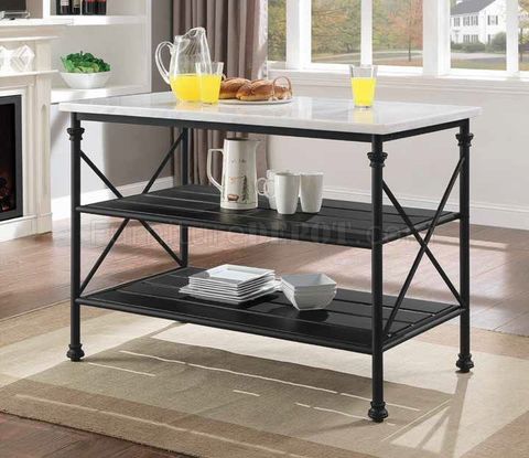 Brahm Kitchen Island 98943 By Acme W/White Cultured Marble Top throughout Creating a Timeless Kitchen with White Cultured Stone and Gray Finishes