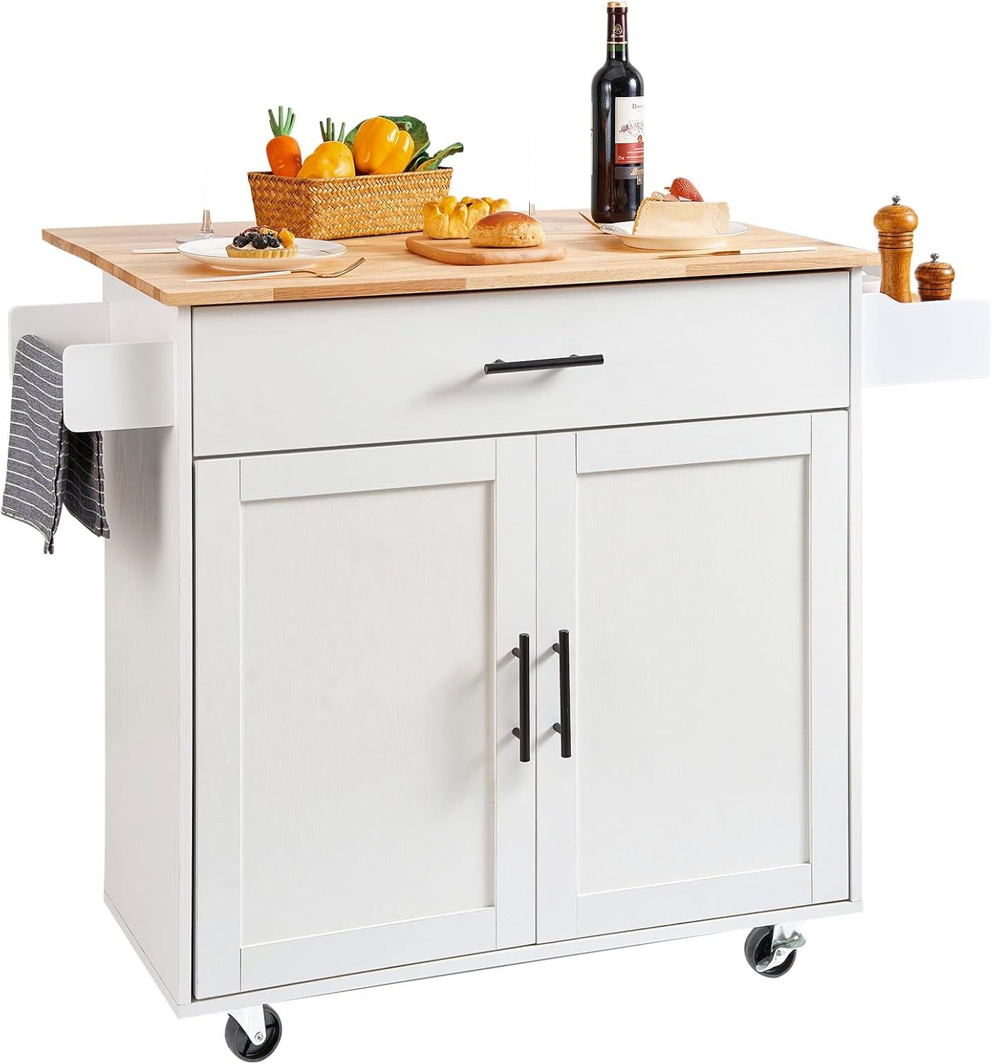 Brandclub - Vevor Kitchen Island Cart With Solid Wood Top, 35.4&quot; Width ... intended for Organizing Your Kitchen Is the Astor Cart Right for You