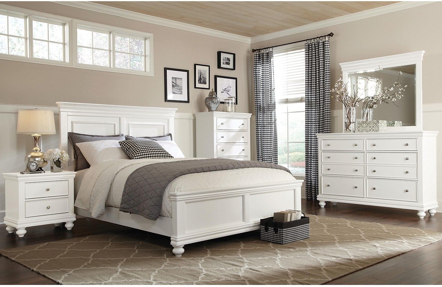 Bridgeport 6-Piece Queen Bedroom Set - White | The Brick within Dean Sand Full Upholstered 4 Piece Bedroom Set With Madison White Ii Dresser Chest &amp; 2 Drawer Nightstand