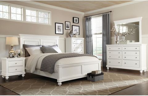 Bridgeport 6-Piece Queen Bedroom Set - White | The Brick within Dean Sand Full Upholstered 4 Piece Bedroom Set With Madison White Ii Dresser Chest & 2 Drawer Nightstand