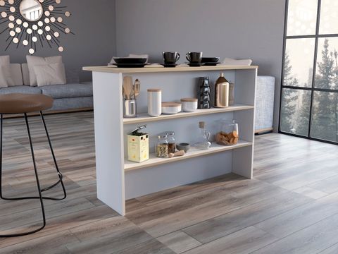 Britton Kitchen Island With 2-Tier Storage Shelf And Workstation, White ... with Understanding the Britton Kitchen Island's Design and Functionality