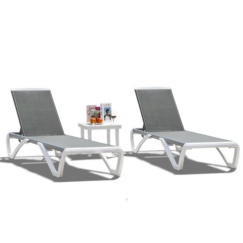 Buy Domi Patio Chaise Lounge Chair Set Of 3,Outdoor Aluminum ... with Aluminum Outdoor Patio Chaise Lounge Chair Set Of 2