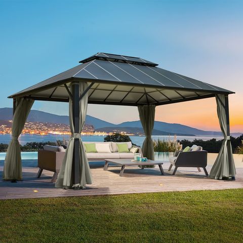 Buy Erommy 12X16Ft Double Roof Hardtop Gazebo, Aluminum Composite ... regarding Choosing the Right Aluminum Patio Gazebo Decoding Materials and Features