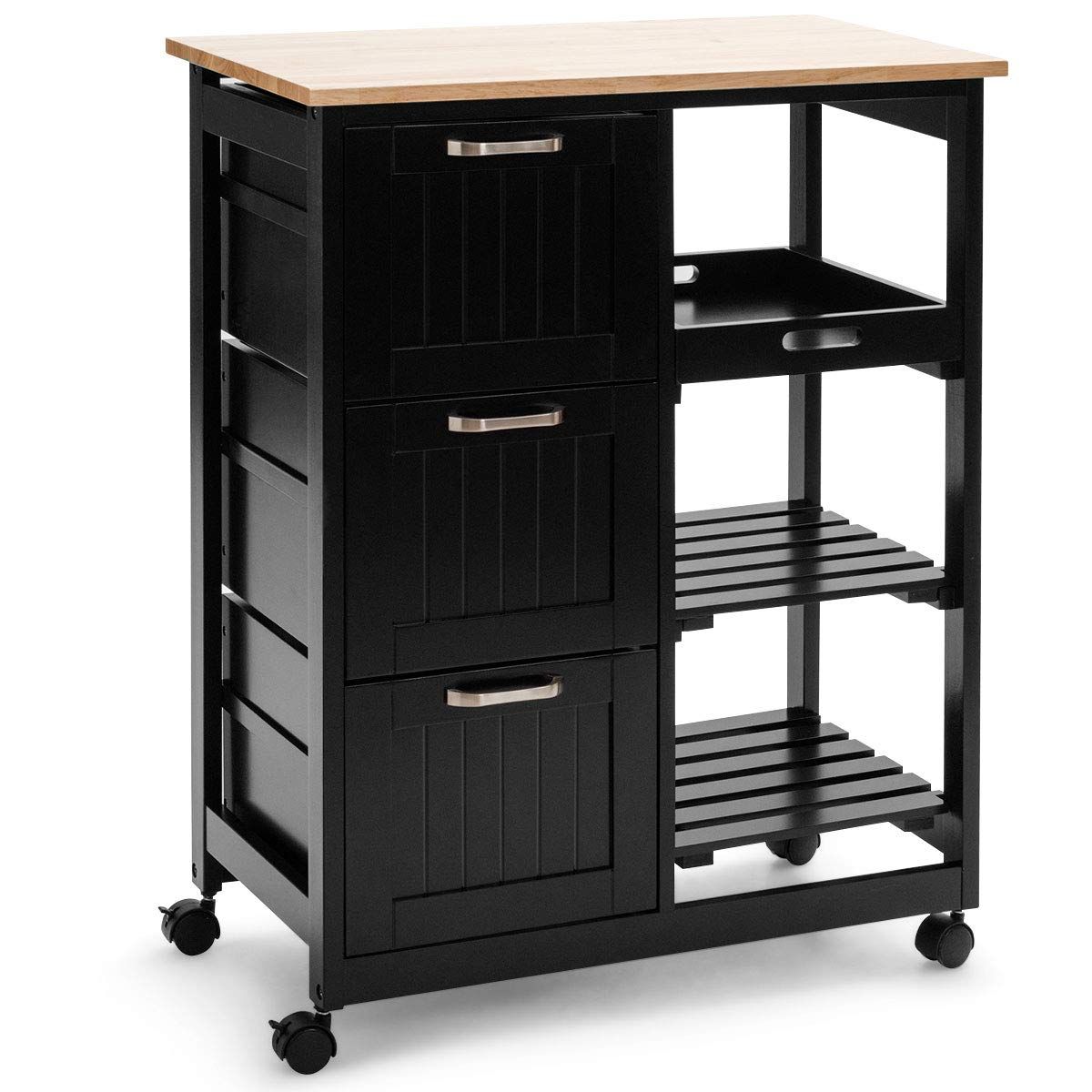 Buy Giantex Kitchen Island Cart, Home Bar Serving Cart, Kitchen Trolley ... within The Smartest Choices for Your Black Mobile Kitchen Cart Purchase