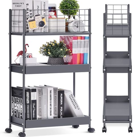 Buy Kingrack Slim Storage Cart,3-Tier Metal Utility Rolling Cart With ... regarding The Claudio Oyster Gray Cart A Guide to Assembly and Maintenance