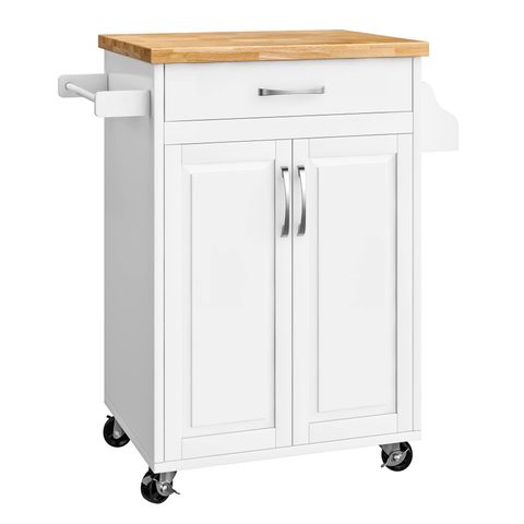Buy Kitchen Island On Wheels With Storage Drawer And Cabinet, Rolling ... inside Classic Kitchen Cart, Removable Casters & Square Drawers, Antique White/Chestnut