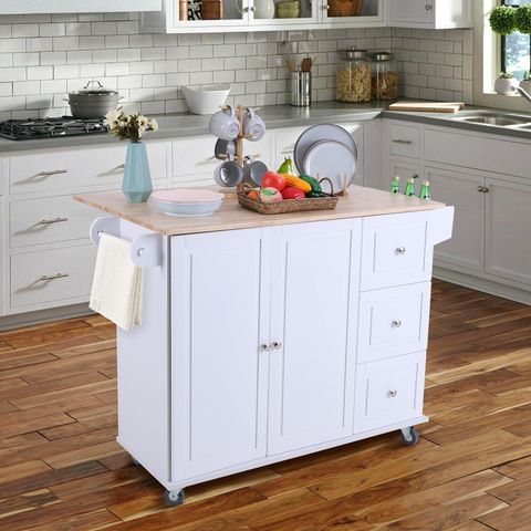 Buy Maison Arts Storage Kitchen Island With Drop Leaf Rolling Kitchen ... regarding White and Dark Brown Kitchens: A Timeless Color Palette Explained
