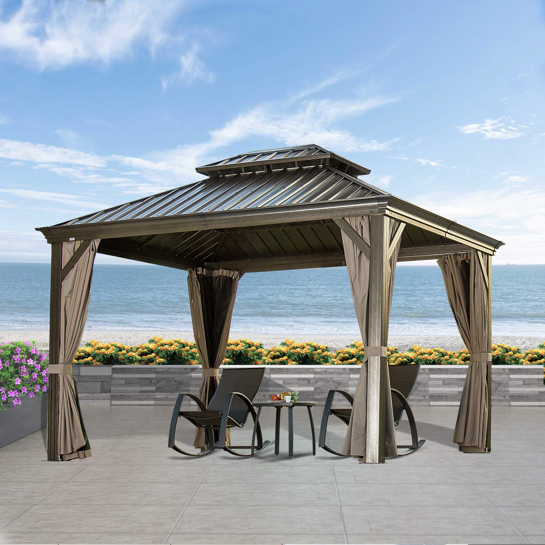 Buy Outdoor Hardtop Gazebo (2021 New) - Galvanized Steel Double Roof ... regarding Outdoor Patio Gazebo, Hardtop Gazebo With Galvanized Steel Roof And Aluminum Frame