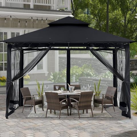 Buy Sturdy Patio Gazebo 8 Ft X 8 Ft With Mosquito Netting By Abccanopy ... pertaining to 8 Ft. W X 8 Ft. D Patio Gazebo With Double Roof