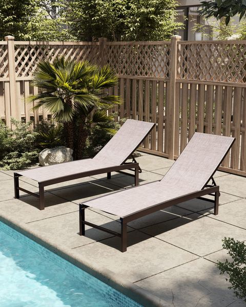 Buy Vredhom Patio Aluminum Chaise Lounge Chair, Set Of 2 Outdoor ... throughout Weathering the Storm Understanding the Durability of Aluminum Outdoor Chaise Lounges