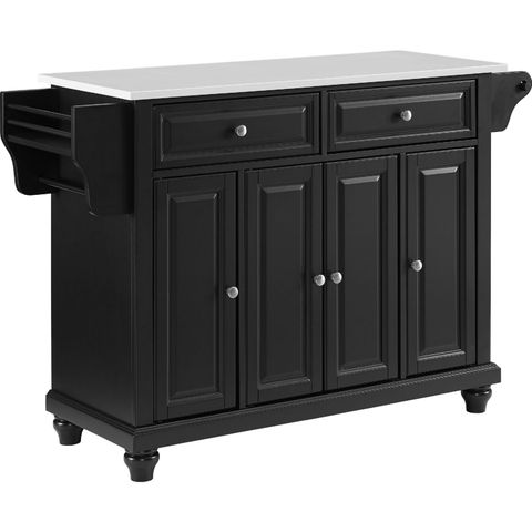 Cambridge Kitchen Island Cart In Black W/ White Granite Top By Crosley ... with regard to Maximizing Kitchen Space with a Black and White Island Cart Design Secrets