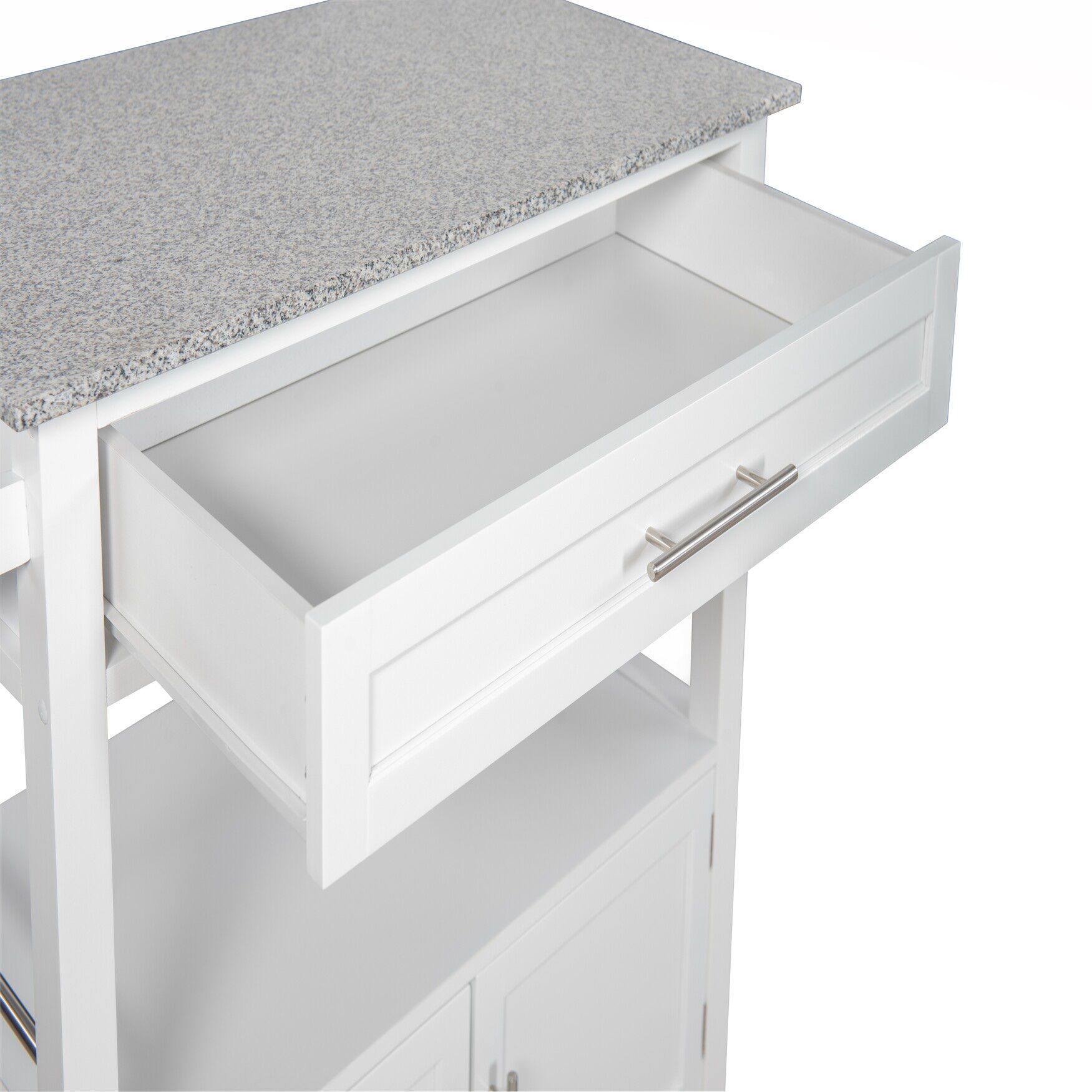 Cameron Kitchen Cart With Granite Top, White | King Size throughout Elevating Your Kitchen Experience Insights on White Cart Features and Benefits