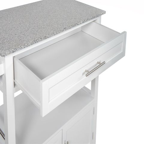 Cameron Kitchen Cart With Granite Top, White | King Size throughout Elevating Your Kitchen Experience Insights on White Cart Features and Benefits