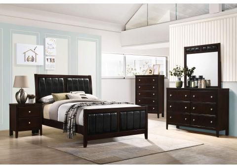 Carlton 4-Piece Full Upholstered Bedroom Set Cappuccino And Black regarding Dean Sand Bedroom Set Styling Ideas for Different Room Sizes