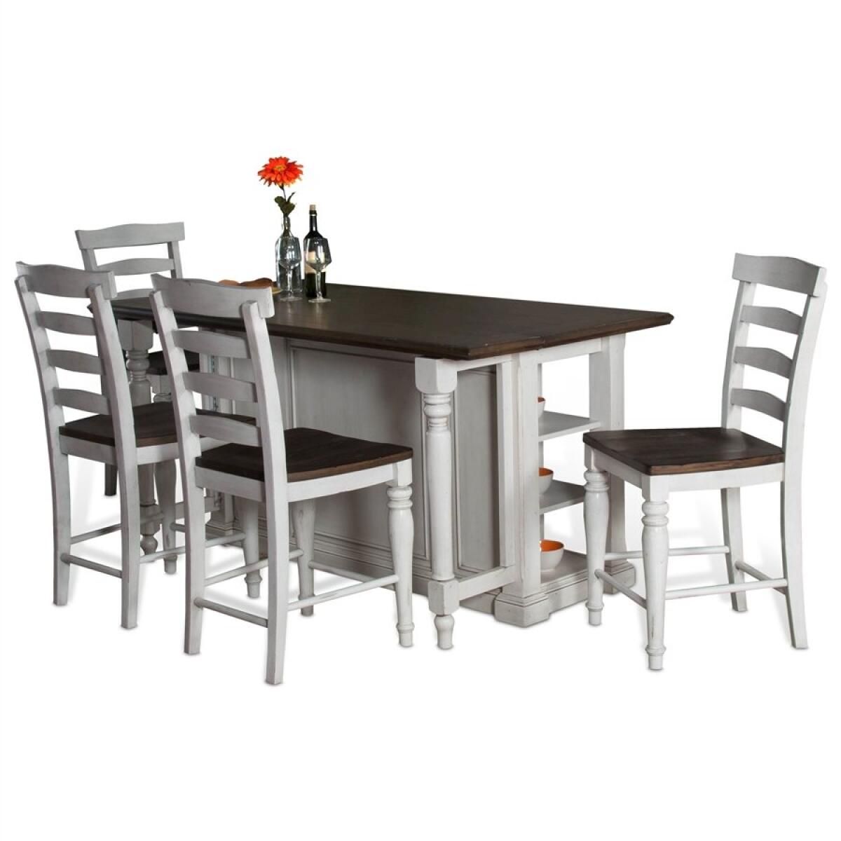 Carriage House Kitchen Island Tablewith Drop Leaf Dining Set - Fiore ... inside Carriage House Kitchen Island With 13&quot; Drop Leaf