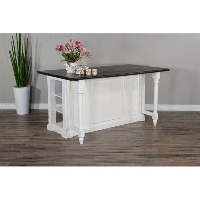 Catania 71.5&quot; Wood Kitchen Island In White/Dark Brown Finish ... with Catania 71.5&quot; Wood Kitchen Island In White/Dark Brown Finish