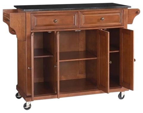 Catania Modern / Contemporary Black Granite Top Kitchen Cart In Cherry ... regarding Catania Island vs. Fixed Island: Determining the Best Fit for Your Kitchen