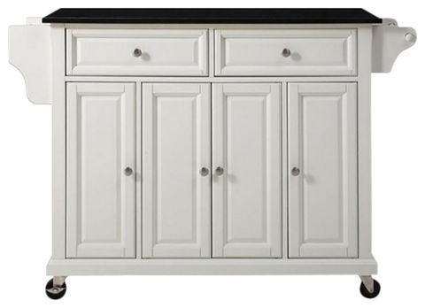 Catania Modern / Contemporary Black Granite Top Kitchen Cart In White ... regarding Catania Modern Black Granite Top Portable Kitchen Island In Mahogany