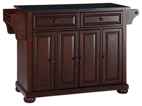 Catania Modern / Contemporary Black Granite Top Kitchen Island In ... within Catania Modern Gray Granite Top Portable Kitchen Island In Mahogany