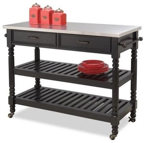 Catania Modern / Contemporary General Line Wood Rolling Kitchen Cart In ... with Catania Modern / Contemporary Black Granite Top Kitchen Cart In Cherry