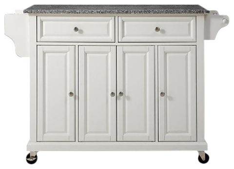 Catania Modern / Contemporary Gray Granite Top Kitchen Cart In White ... inside Making the Most of Limited Space The Portable Kitchen Cart Solution