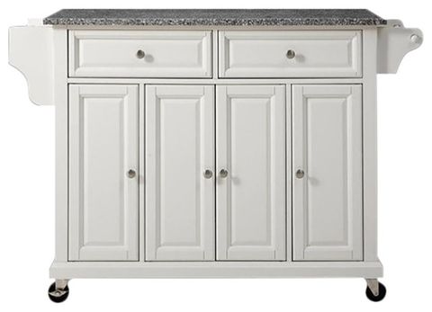 Catania Modern / Contemporary Gray Granite Top Kitchen Cart In White ... within Catania Modern Gray Granite Top Portable Kitchen Island In White