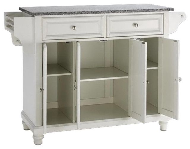 Catania Modern / Contemporary Gray Granite Top Kitchen Island In White ... regarding White Kitchen Island Wonders Exploring Design, Function, and Style
