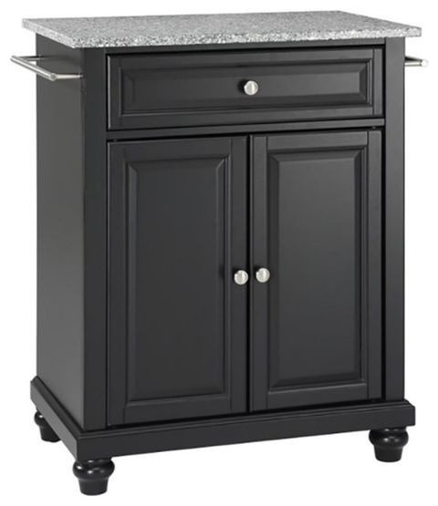 Catania Modern Gray Granite Top Portable Kitchen Island In Black ... in Beyond the Basics Unveiling Hidden Features of Catania Kitchen Carts