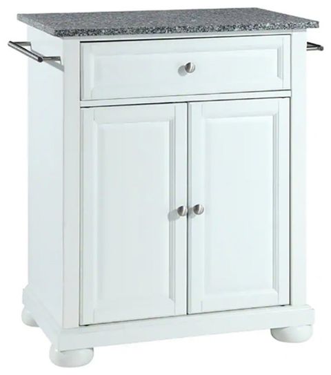 Catania Modern Gray Granite Top Portable Kitchen Island In White ... pertaining to Catania Modern Gray Granite Top Portable Kitchen Island In Mahogany