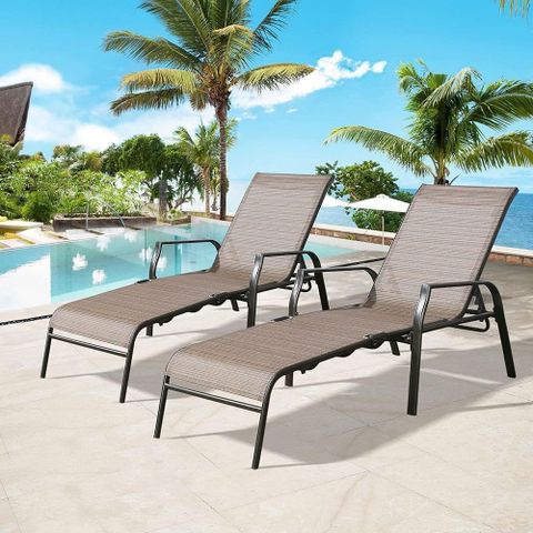 Cisvio Patio Outdoor Chaise Lounge Chairs, Folding Sling Reclining ... pertaining to Weathering the Storm Understanding the Durability of Aluminum Outdoor Chaise Lounges