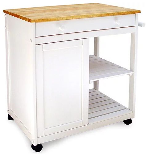 Classic Kitchen Cart, 2 Open Slatted Shelves & Large Drawers With ... within Unveiling the Charm of a Classic Kitchen Cart Your Ultimate Guide