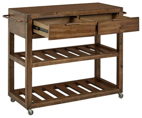 Classic Kitchen Cart, Slatted Shelf & 2 Drawers With Golden Hardware ... regarding Unveiling the Charm of a Classic Kitchen Cart Your Ultimate Guide