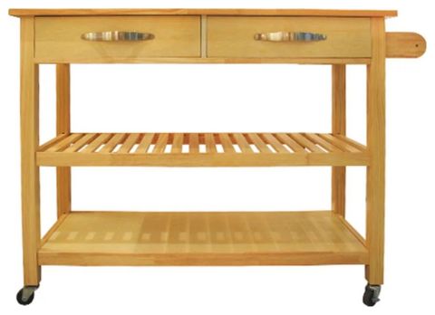 Classic Kitchen Island Cart, Lockable Doors With Slatted Shelf & 2 ... with Benzara Bm269086 Kitchen Island With Slatted And Bottom Shelves, Oak Brown
