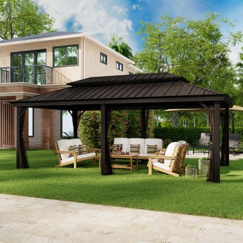Clihome 20 Ft. W X 12 Ft. D Aluminum Patio Gazebo | Wayfair throughout Creating an Outdoor Oasis Design Ideas and Considerations for a 20x12 Gazebo