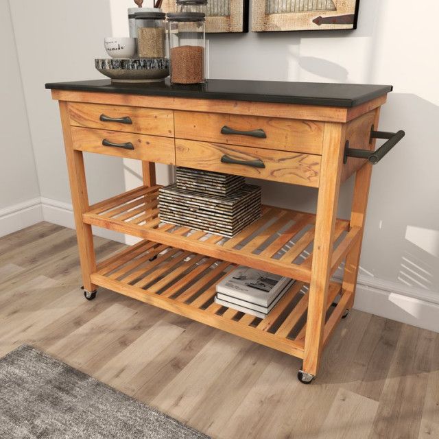 Coastal Kitchen Cart, Slatted Shelves &amp; Drawers With Curved Pulls ... with regard to Unveiling the Charm of a Classic Kitchen Cart Your Ultimate Guide