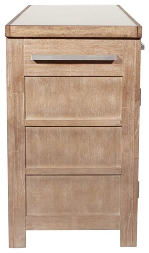 Cocina Kitchen Island In Brown Engineered Wood With Stainless Top ... within Cocina Kitchen Island In Natural With Spice Rack And Engineered Wood Top