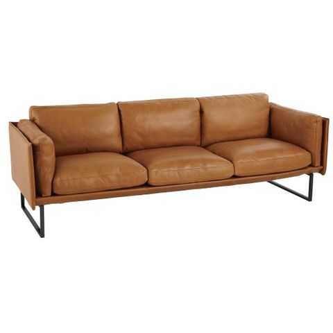 Cognac 4-Seater Leather Sofa Wolfgang | Maisons Du Monde intended for Cognac Leather Sofa