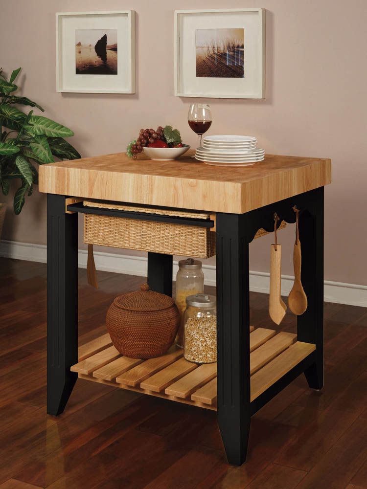 Color Story Butcher Block Kitchen Island (Black) - [502-416] : Decor South for Color Story Black Butcher Block Kitchen Island