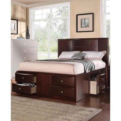 Commodious Queen Bed With 6 Under Bed Drawers, Espresso Finish ... inside Creating Your Sanctuary Exploring the Features of the 3 Piece Bedroom Set