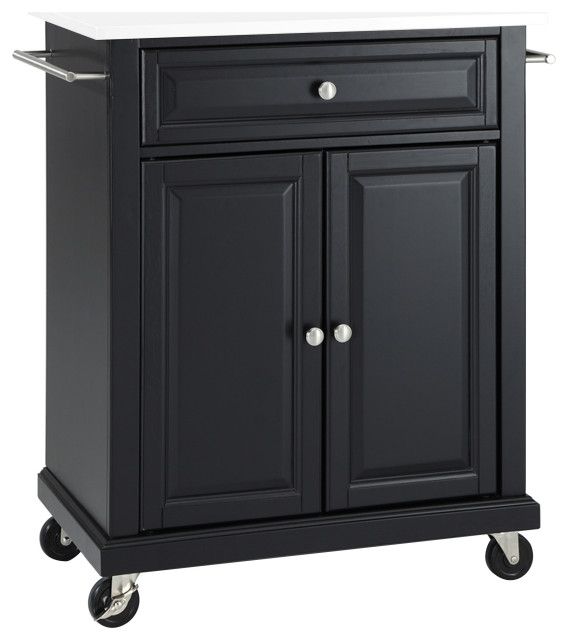 Compact Granite Top Kitchen Cart - Transitional - Kitchen Islands And ... within Compact Granite Top Kitchen Cart, Mahogany/White