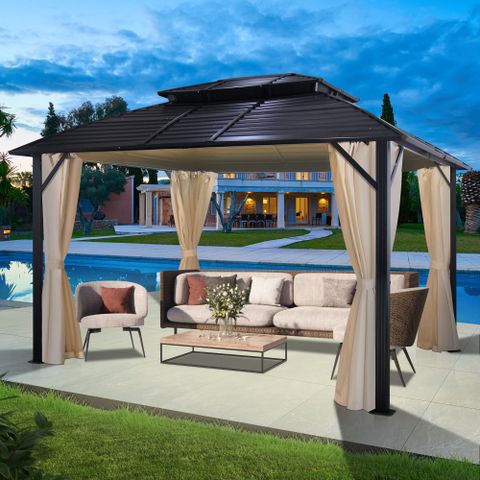 Coveronics 12 Ft. W X 10 Ft. D Aluminum Patio Gazebo - Wayfair Canada regarding Himari 12 Ft. W X 10 Ft. D Metal Patio Gazebo