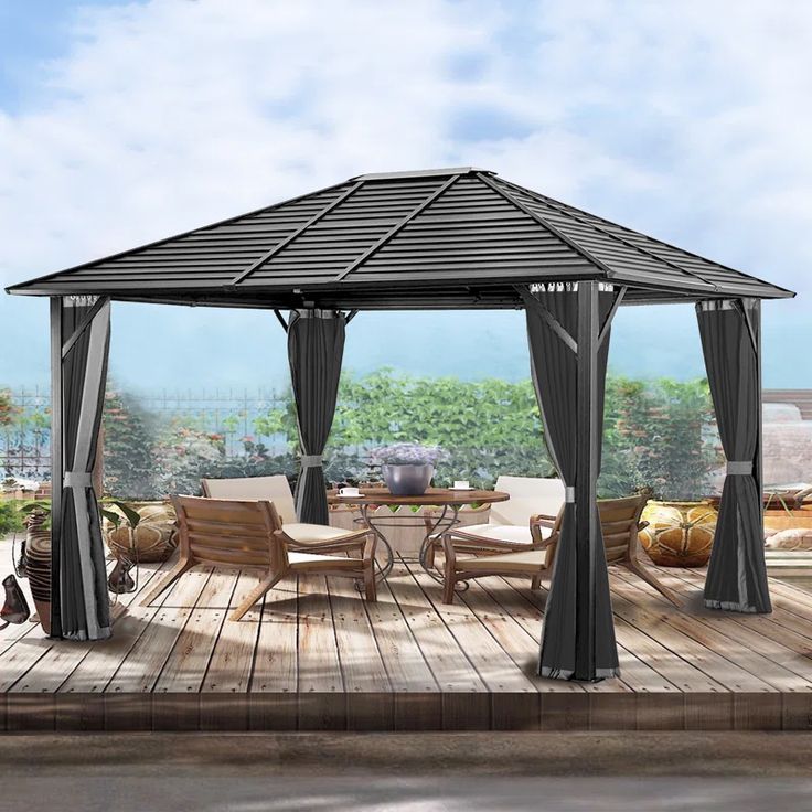 Coveronics 12 Ft. W X 10 Ft. D Hardtop Aluminum Patio Gazebo &amp; Reviews ... within Weathering the Storm with Your Himari Gazebo Durability Insights