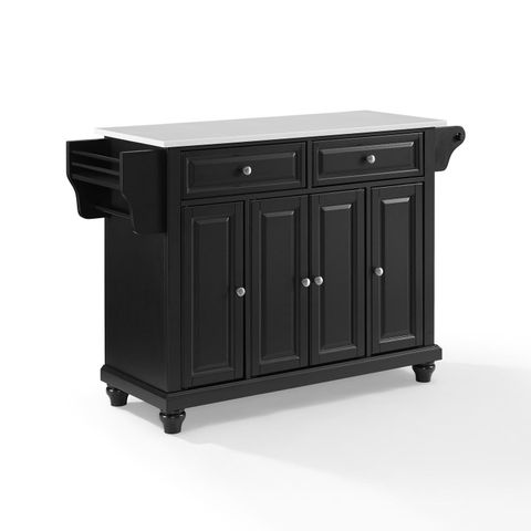 Crosley Cambridge Stone Top Full Size Kitchen Island/Cart Black/White ... for Cambridge Granite Top Full Size Kitchen Island Cart, Black/White