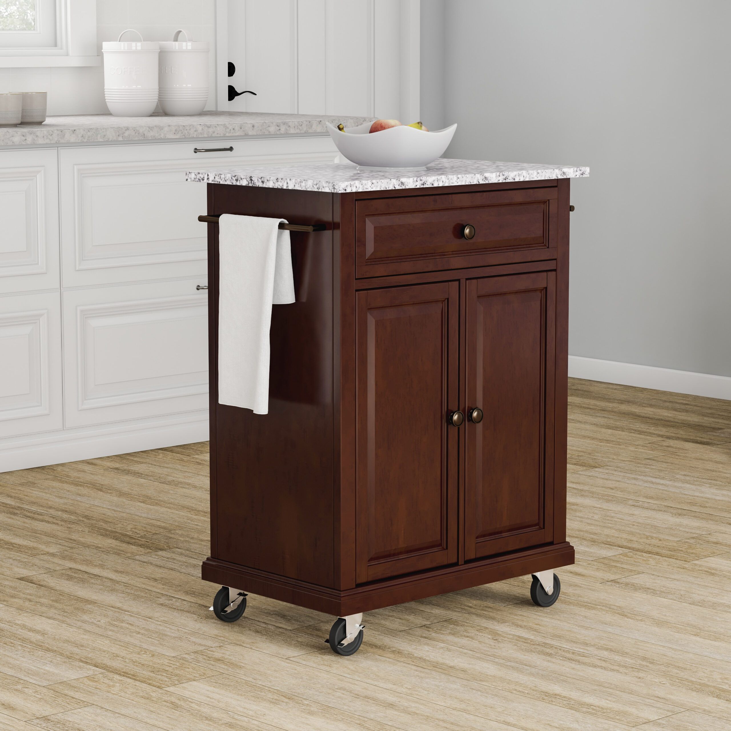 Crosley Eleanor Black Granite Top Kitchen Cart - 18&quot;D X 51.5&quot;W D 35.25 ... with Granite's Charm: Why It's Perfect for Your Kitchen Cart