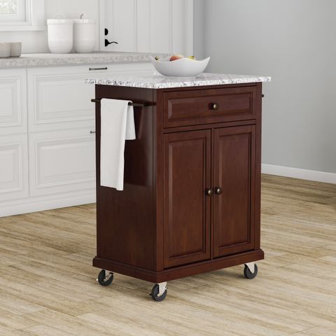 Crosley Eleanor Black Granite Top Kitchen Cart - 18"D X 51.5"W D 35.25 ... with Granite's Charm: Why It's Perfect for Your Kitchen Cart