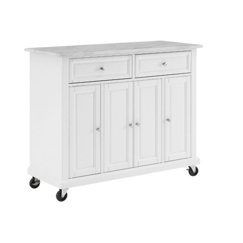 Crosley Furniture - Avery Kitchen Island/Cart Distressed White/ White ... pertaining to Beyond the Surface Exploring the Features of the White Marble Avery Cart